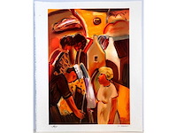 Ward lernout - keuvelende buren - lithografie - afbeelding 2 van  6