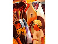 Ward lernout - keuvelende buren - lithografie - afbeelding 6 van  6