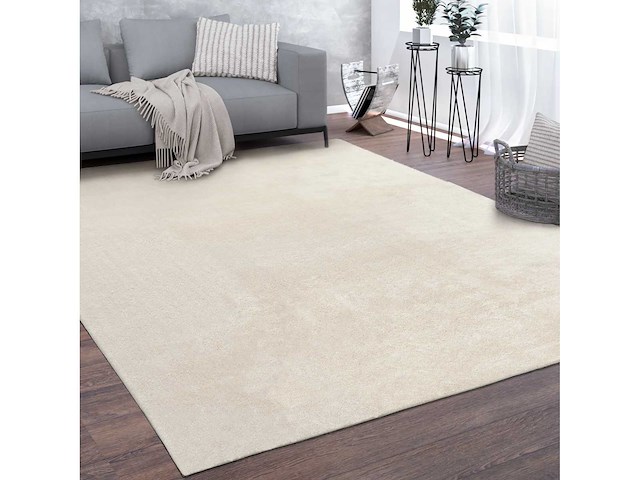 Wasbaar woonkamerkleed, kort vaal, effen in kleur, moderne stijl, zacht - 160 x 200 cm - afbeelding 1 van  2