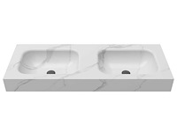 Wasbak dubbel + plank calacatta white 120cm - afbeelding 2 van  3