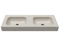 Waskom, dubbele + plank travertine 120 cm - afbeelding 2 van  3