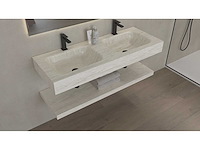 Waskom, dubbele + plank travertine 120 cm - afbeelding 1 van  3