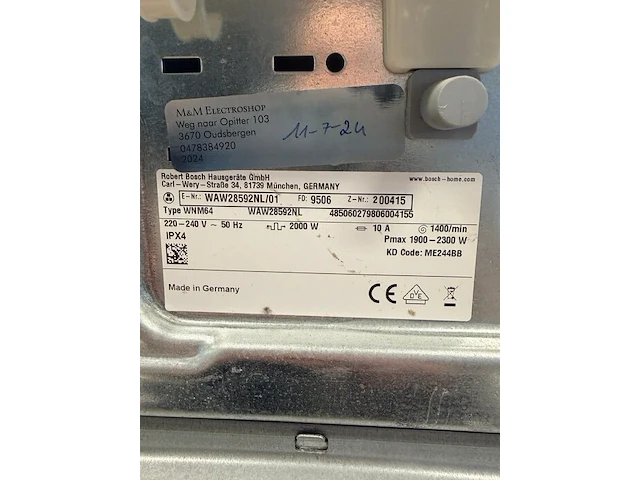 Wasmachine bosch serie 8 varioperfect exclusiv type wnm64 (5) - afbeelding 3 van  3
