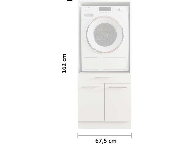 Wasmachinekast laundreezy in wit 68 x 68 x 162 cm - afbeelding 3 van  7
