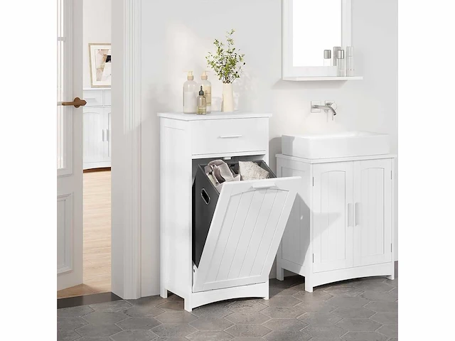 Wasmandkast, badkamerkast met wasmand - afbeelding 4 van  5