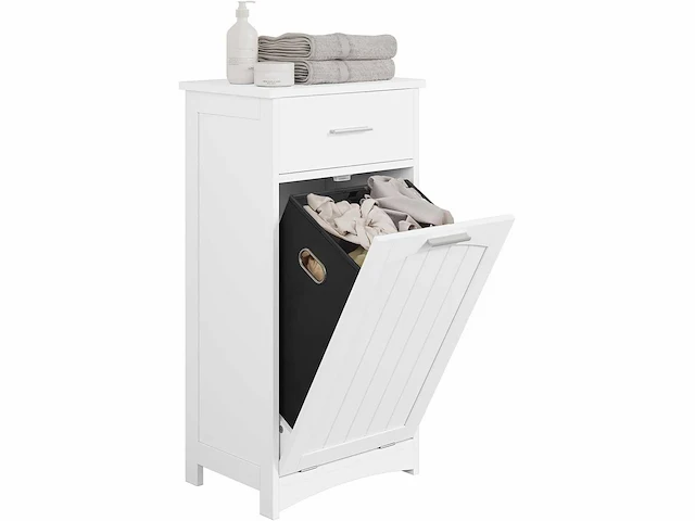 Wasmandkast, badkamerkast met wasmand - afbeelding 3 van  5
