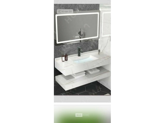 Wastafel met legger - combi - wit - 100 cm - afbeelding 1 van  3