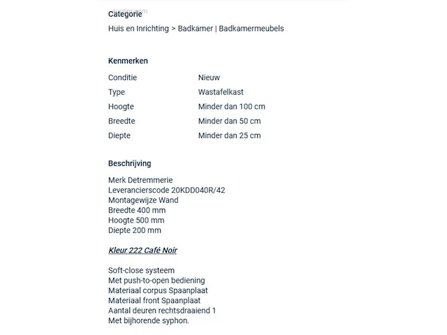 Wastafelkast detremmerie - afbeelding 3 van  3