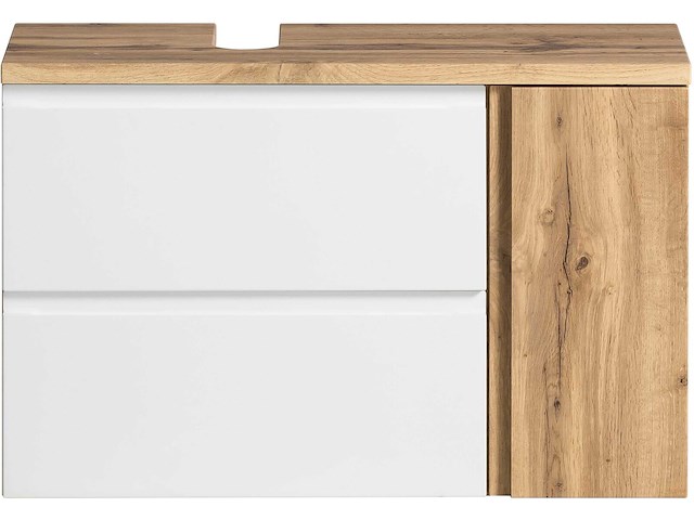 Wastafelkast varese | 85 x 47 x 56 cm | wotan oak / white - afbeelding 1 van  8