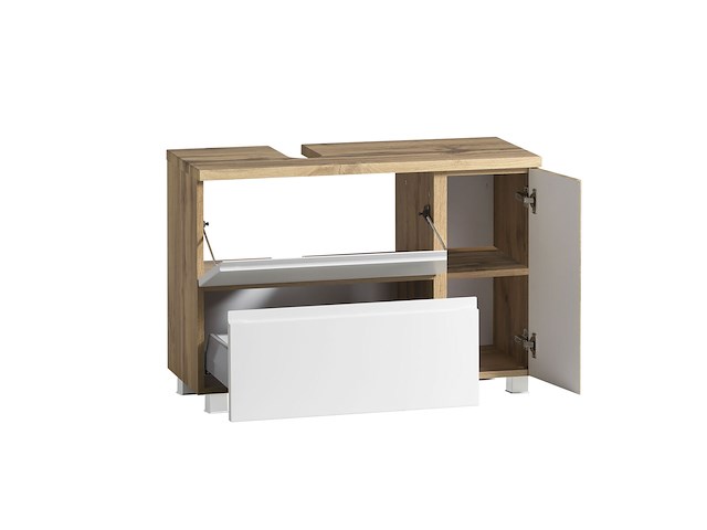 Wastafelkast varese | 85 x 47 x 56 cm | wotan oak / white - afbeelding 7 van  8