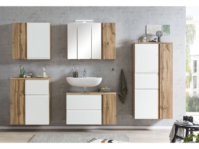 Wastafelkast varese | 85 x 47 x 56 cm | wotan oak / white - afbeelding 8 van  8