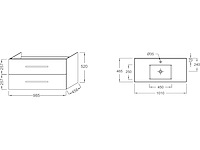 Wastafelmeubel 100 cm - 2 laden, chromen handvat, eb2306 - afbeelding 3 van  4