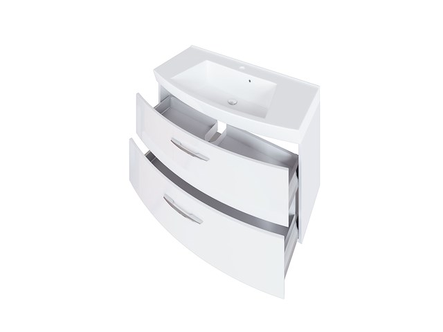 Wastafelmeubel florent gebogen 100cm 2 lades - wit - afbeelding 1 van  4