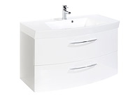 Wastafelmeubel florent gebogen 100cm 2 lades - wit - afbeelding 2 van  4