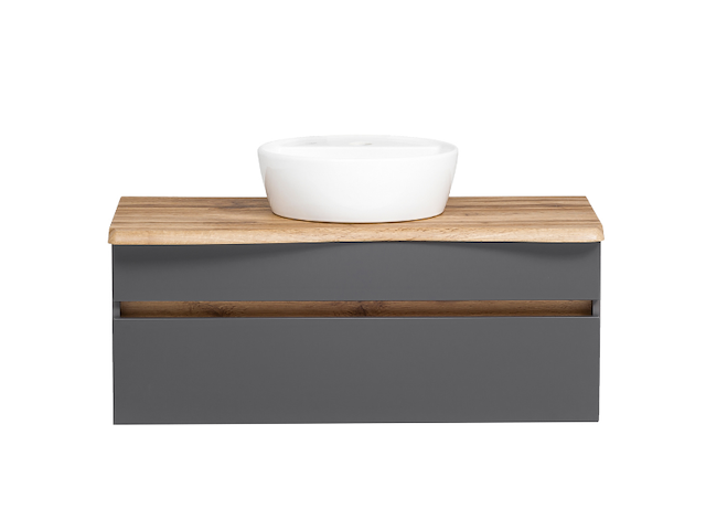 Wastafelmeubel vikas 101cm 2 lades - antraciet/eik - afbeelding 1 van  12