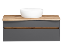 Wastafelmeubel vikas 101cm 2 lades - antraciet/eik - afbeelding 1 van  12