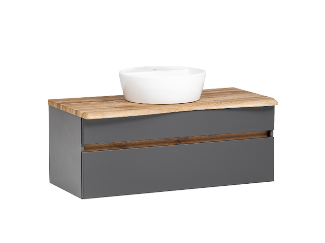 Wastafelmeubel vikas 101cm 2 lades - antraciet/eik - afbeelding 5 van  12