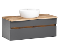 Wastafelmeubel vikas 101cm 2 lades - antraciet/eik - afbeelding 5 van  12