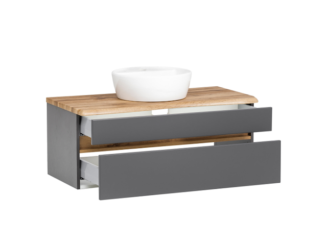 Wastafelmeubel vikas 101cm 2 lades - antraciet/eik - afbeelding 6 van  12