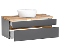 Wastafelmeubel vikas 101cm 2 lades - antraciet/eik - afbeelding 6 van  12