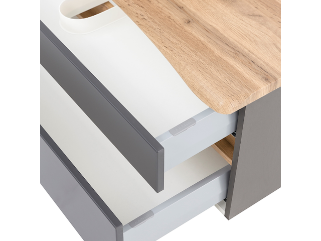 Wastafelmeubel vikas 101cm 2 lades - antraciet/eik - afbeelding 8 van  12