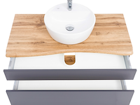 Wastafelmeubel vikas 101cm 2 lades - antraciet/eik - afbeelding 10 van  12