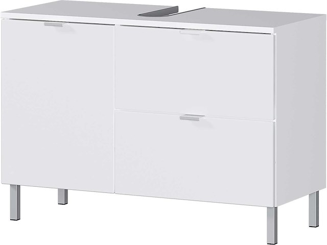 Wastafelonderkast mauro 80cm met 2 deuren & lade - hoogglans wit - afbeelding 2 van  7
