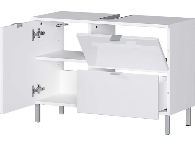 Wastafelonderkast mauro 80cm met 2 deuren & lade - hoogglans wit - afbeelding 3 van  7