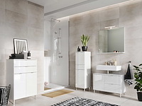 Wastafelonderkast mauro 80cm met 2 deuren & lade - hoogglans wit - afbeelding 4 van  7