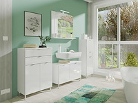 Wastafelonderkast mauro 80cm met 2 deuren & lade - hoogglans wit - afbeelding 5 van  7