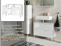Wastafelonderkast mauro 80cm met 2 deuren & lade - hoogglans wit - afbeelding 6 van  7