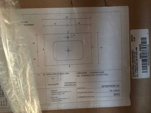 Wastafeltablet met overloop detremmerie 100x51cm solidstone - afbeelding 1 van  1