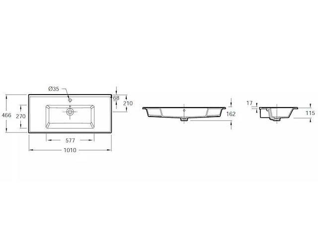 Wastafeltop 101x46cm slijpsteen wit - jacob delafon - afbeelding 3 van  5