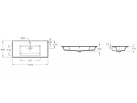 Wastafeltop 101x46cm slijpsteen wit - jacob delafon - afbeelding 3 van  5