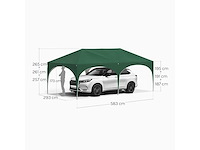 Waterdicht en uv-beschermd tuinprieel, 3x6m pop-up tent met 6 zijmuren, verstelbare hoogte, met draagtas, groen - afbeelding 3 van  10