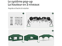 Waterdicht en uv-beschermd tuinprieel, 3x6m pop-up tent met 6 zijmuren, verstelbare hoogte, met draagtas, groen - afbeelding 7 van  10