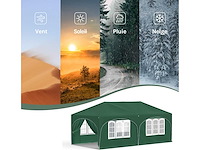 Waterdicht en uv-beschermd tuinprieel, 3x6m pop-up tent met 6 zijmuren, verstelbare hoogte, met draagtas, groen - afbeelding 8 van  10