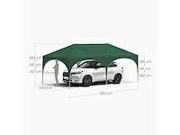 Waterdicht en uv-beschermd tuinprieel, 3x6m pop-up tent met 6 zijmuren, verstelbare hoogte, met draagtas, groen - afbeelding 2 van  9