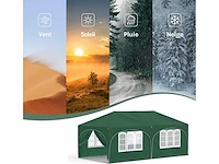 Waterdicht en uv-beschermd tuinprieel, 3x6m pop-up tent met 6 zijmuren, verstelbare hoogte, met draagtas, groen - afbeelding 7 van  9