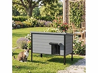 Waterdicht kattenhuis met schuifdak, afneembare ingang voor 1-2 katten tot 12 kg 85x55x70 cm lichtgrijs