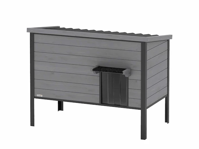 Waterdicht kattenhuis met schuifdak, afneembare ingang voor 1-2 katten tot 12 kg 85x55x70 cm lichtgrijs - afbeelding 2 van  5
