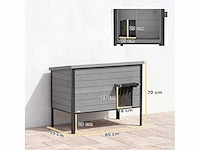 Waterdicht kattenhuis met schuifdak, afneembare ingang voor 1-2 katten tot 12 kg 85x55x70 cm lichtgrijs - afbeelding 3 van  5
