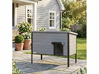 Waterdicht kattenhuis met schuifdak, afneembare ingang voor 1-2 katten tot 12 kg 85x55x70 cm lichtgrijs - afbeelding 4 van  5