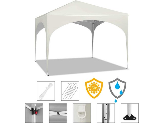 Waterdicht pop-up prieel, zonbescherming, oxford, metalen frame 3x3 m - afbeelding 9 van  10