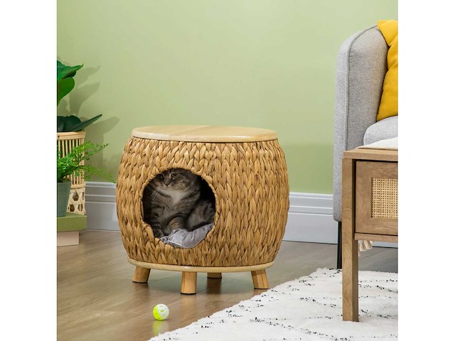 Waterrotan kattenhuis, wasbaar kussen - afbeelding 1 van  4