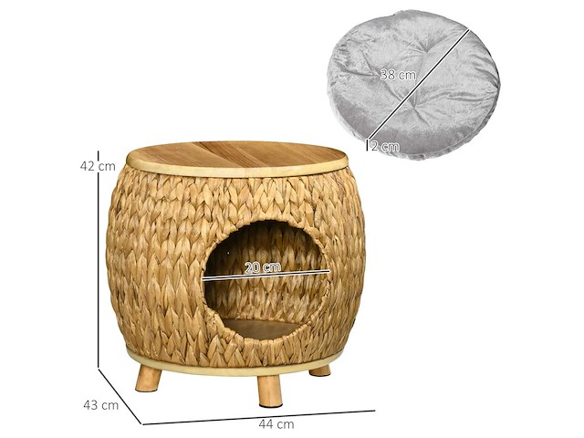 Waterrotan kattenhuis, wasbaar kussen - afbeelding 3 van  4