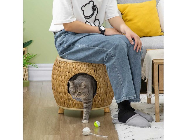 Waterrotan kattenhuis, wasbaar kussen - afbeelding 4 van  4