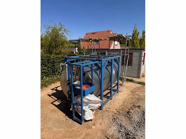 Watertank inox 5000l met benzine honda pomp wt20 - bouwwater tank 5000l - afbeelding 1 van  5