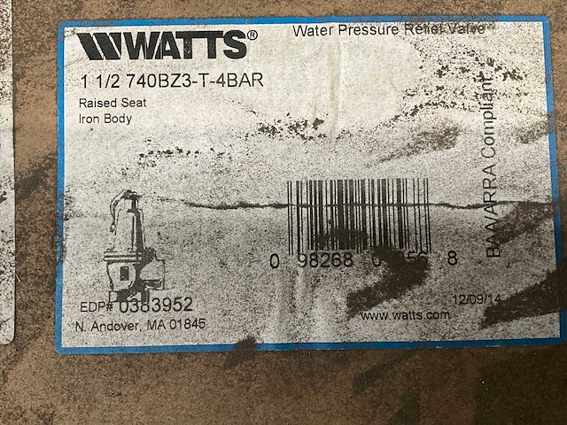 Watts 740- 4.0 bar partij waterdruk ventielen - afbeelding 4 van  5