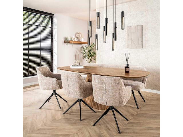 Wave eettafel 215cm - massief mangazand - afbeelding 3 van  7